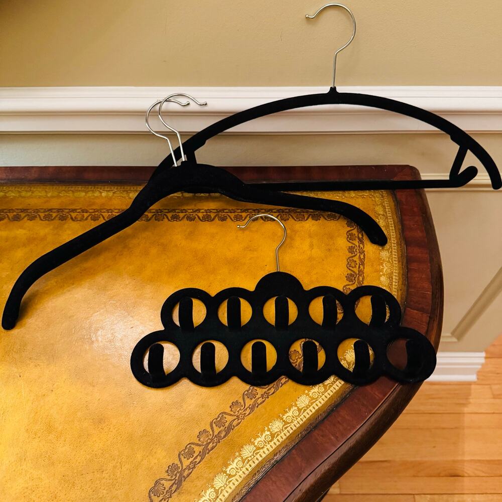 Velvet Black Hangers with 11 holes for Scarves, Belts, Jewelry Organizer